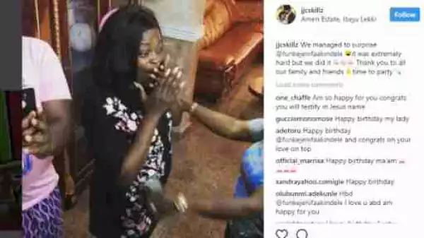 Pregnant Funke Akindele Gets 41st Birthday Surprise From Her Husband & Crew Members